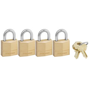 Candado 120Q Master Lock , cerradura de latón macizo, 3/4 pulgadas de ancho, (paquete de 4 llaves iguales)